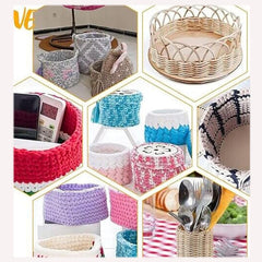 American Elm 5 pcs Flower Shaped Wooden Basket Bottoms for Crochet MDF DIY Crochet Weaving Wooden, Home Decor, Yarn Organizer