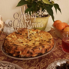 Cliths Pack of 10 Merry Christmas Cake Toppers MDF Wooden Holiday Decor for Xmas Cakes, Centerpieces