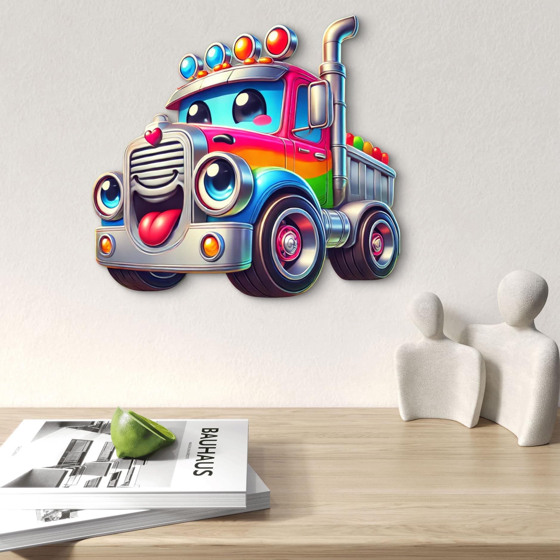 removable 3d cartoon truck cutouts for nursery spaces
