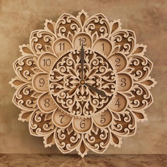 Cliths Multilayer Mandala Wall Clock Laser Cut Wooden Decorative Clock for Living Room & Bedroom Stylish Home Decor & Gift