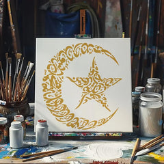 spiritual moon and stars stencil for meditation spaces