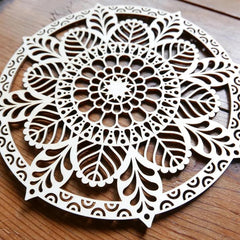 Cliths Floral Mandala Wall Hanging MDF Wooden Home Decor Woodland Flower Cutout MDF Ornament
