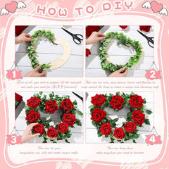 Cliths Pack of 4 Wooden Heart Wreath Frames Heart Shaped MDF Craft Base for DIY Floral Party Decorations