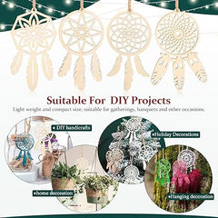 Cliths 20pcs Wooden DIY Dream Catchers Kits Unfinished Wood Dream Catcher Cutouts for Painting, Christmas Tree Hanging Ornaments, Home Craft Decoration