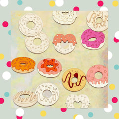Cliths Pack of 20 Wooden Donut Cutouts MDF Craft Shapes DIY Sweet Treat Decor for Home