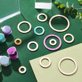 American Elm 100 Piece Wooden Ring Set 5 Size Unfinished MDF Circles for DIY Jewelry, Crafts & Home Decor