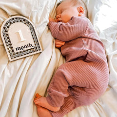 Cliths Boho Baby Milestone Cards Set 12 Month Markers with Wooden Board Photo Props Newborn Photoshoot