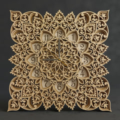 Cliths Multilayer Mandala Wall Clock MDF Decorative Clock for Living Room Wooden Home Décor