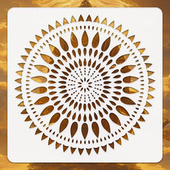 Square PET Mandala Painting Stencil for DIY Art & Craft, Reusable Template, Pack of 1, Cliths