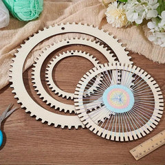Cliths Round Gear Weaving Loom Kit DIY Wooden Frame for Tapestry Making Wall Hanging Crafts Knitting Tools for Beginners Kids Adults Woven Yarn Art Decor