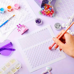 Cliths 5 Pcs Mermaid Theme Stencil Set for Kids and DIY Art Reusable Plastic Templates for Painting on Walls, Wood, Paper, Canvas, Scrapbooking, and Craft Projects