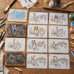 january to december stencils