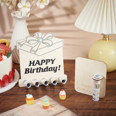 American Elm Happy Birthday Money Holder Gift Box Laser Cut MDF Display Stand Creative Cash Gift Alternative