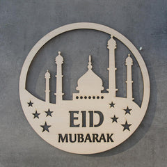 Cliths Wooden Mosque Round Decor Eid Decoration Sign Ramadan Kareem Islamic Home Decor Wall Art & Table Display