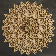 Cliths Multilayer Mandala Wall Clock Wooden Decorative Clock for Living Room MDF Home Decor & Unique Gift