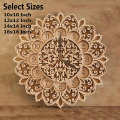 Cliths Multilayer Mandala Wall Clock Laser Cut Wooden Decorative Clock for Living Room & Bedroom Stylish Home Decor & Gift