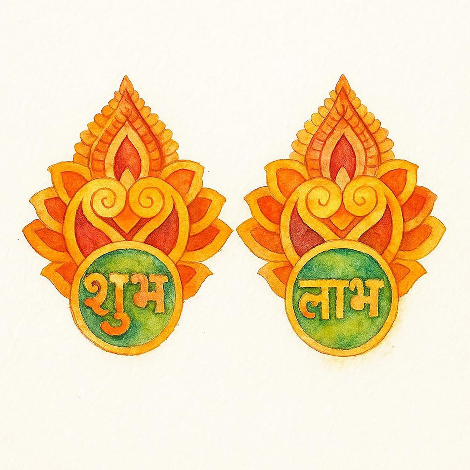 Decorative earrings with intricate design and text on a white background