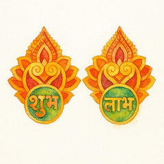 Decorative earrings with intricate design and text on a white background