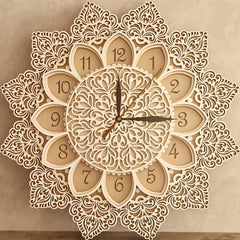 Cliths Multilayer Mandala Wall Clock Wooden Decorative Clock for Living Room Home Decor & Unique Gift