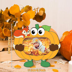 Cliths 6 Pcs Wooden Pumpkin Picture Frames DIY Craft Fall Decor Thanksgiving Tabletop Photo Frames