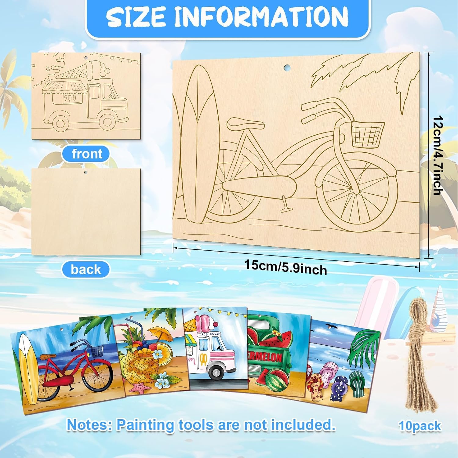 ocean theme wooden shapes