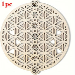 Cliths Wooden Round 7 Chakra Mandala Wall Decor Spiritual Meditation Yoga Room Decor Boho Home Decor (Pack of 1)