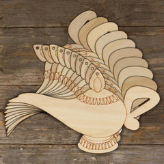 Wooden dove cutout on a wooden background