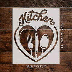reusable kitchen love stencil set with paint brush for diy