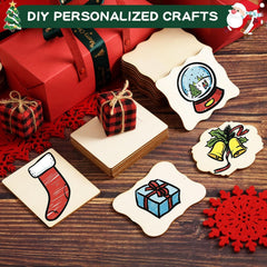 60 PCS Unfinished Wood Cutouts for Crafts - DIY Natural Wood Ornaments & Decorations