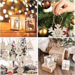 American Elm 40 Pcs Wooden Christmas 10 Style Variety Pack MDF Circles with Holes for DIY Holiday Decor