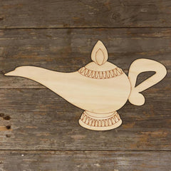 Wooden lamp-shaped object on a wooden surface