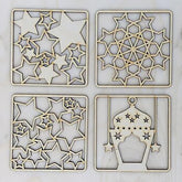 Cliths Set of 12 Ramadan Coasters Wooden Drink Holders Eid Mubarak Table Decor Islamic Calligraphy DIY Craft