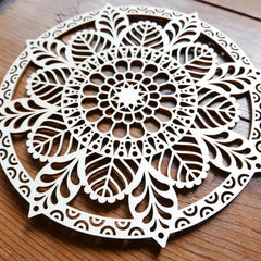 Cliths Floral Mandala Wall Hanging MDF Wooden Home Decor Woodland Flower Cutout MDF Ornament