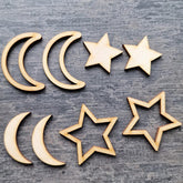 Cliths Set of 20 Wooden Moon & Star Confetti Eid Mubarak Table Scatter Islamic Ramadan Decor Muslim Gift