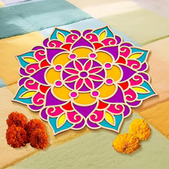 Cliths Wooden Rangoli Cutout for DIY Diwali Decoration Mandala Shape Craft Base for Painting Wall Art Home Festive Decor Design (1 Pc)