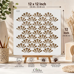 Square PET Geometric Pattern Painting Stencil for DIY Wall, Wood, Furniture & Craft Art, Reusable Template, Pack of 1, Cliths