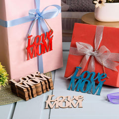 Crafting supplies natural timber "Love Mom" decorations