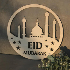 Cliths Wooden Mosque Round Decor Eid Decoration Sign Ramadan Kareem Islamic Home Decor Wall Art & Table Display