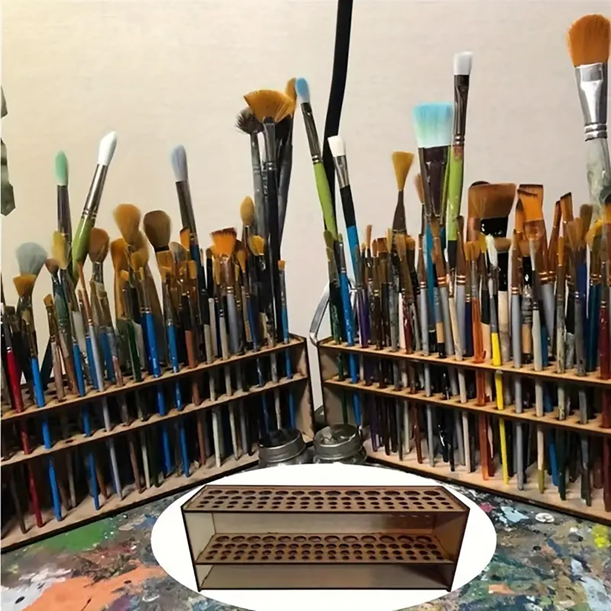 67-slot paintbrush organizer