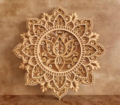 7 layer MDF lotus mandala wall hanging