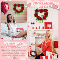 Cliths Pack of 4 Wooden Heart Wreath Frames Heart Shaped MDF Craft Base for DIY Floral Party Decorations