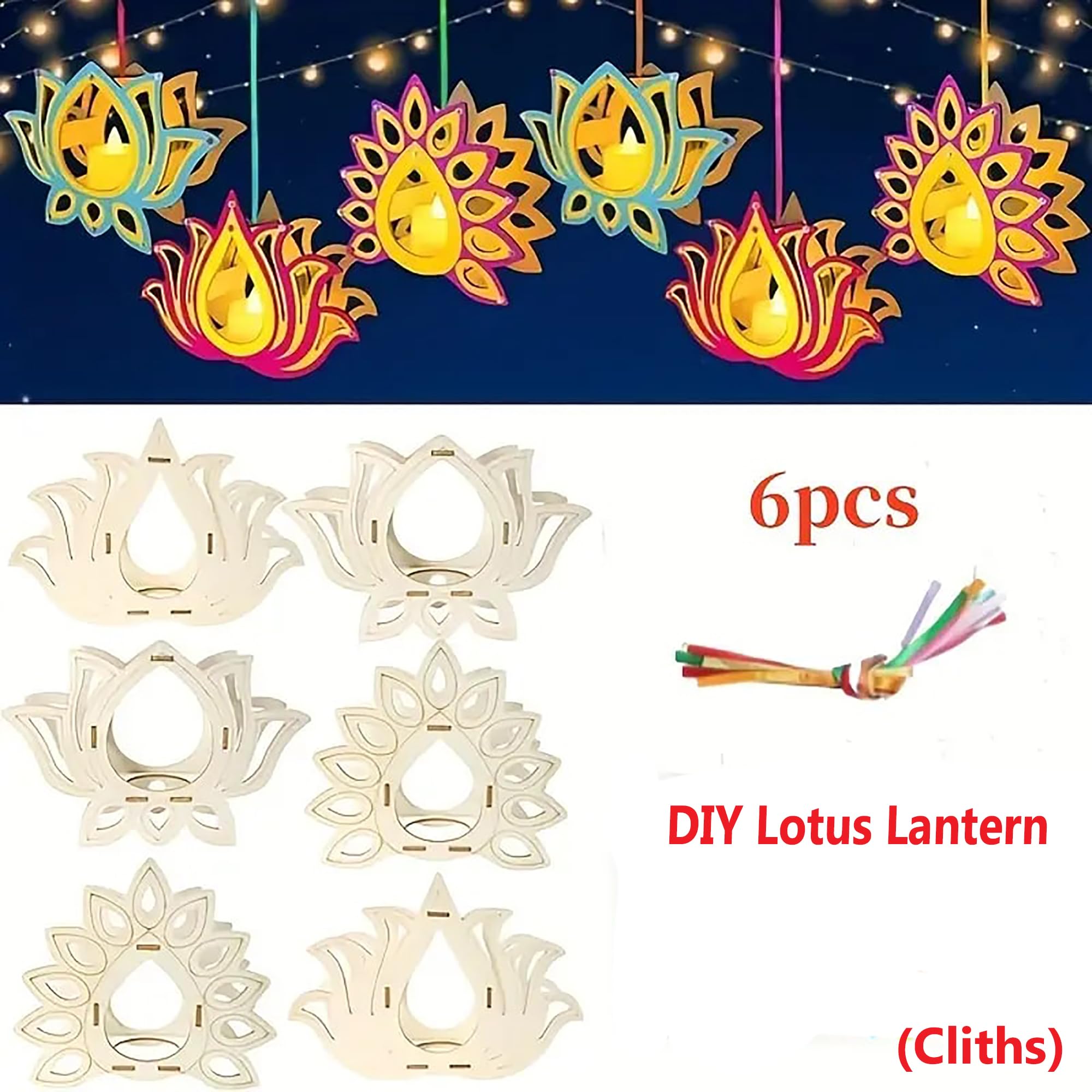 DIY wood lotus flower light set for festive decorations