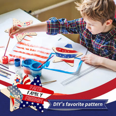 American Elm 10 Pcs Unfinished Wood Star Ornaments DIY Craft Kit Christmas Decor Paintable Blanks