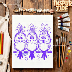 owl parrot flamingo stencil for acrylic painting