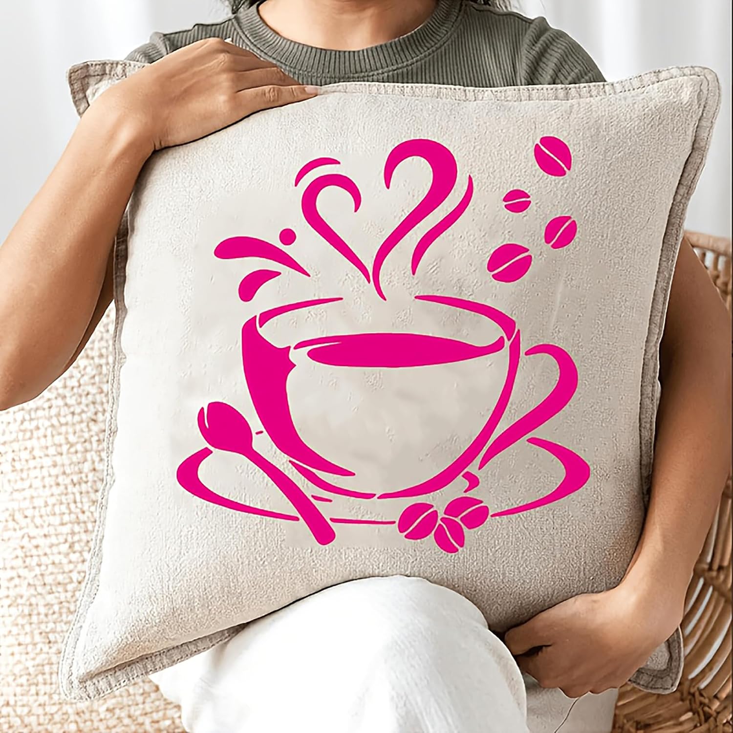 coffee cup stencil for canvas painting