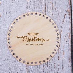 Cliths Set of 5 Christmas Wooden Basket Bottoms Round Bases MDF with Festive DIY Crochet Gift Baskets & Holiday Decor