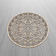 American Elm Mandala Wooden Wall Art Floral Oriental Design in Birch Plywood, Rustic Decor