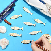 Cliths Pack of 20 Wooden Fish Cutouts Ocean Charm Crafts MDF Sea Animal Decor for DIY Wreaths Coasters