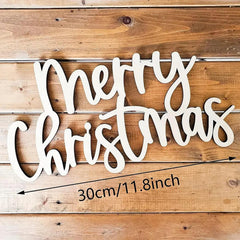 Wooden decorative sign with 'Merry Christmas' text on a wooden background