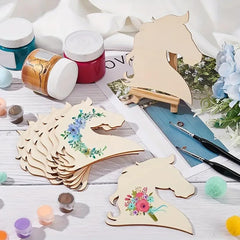 bulk pack wood equine cutouts for painting art décor